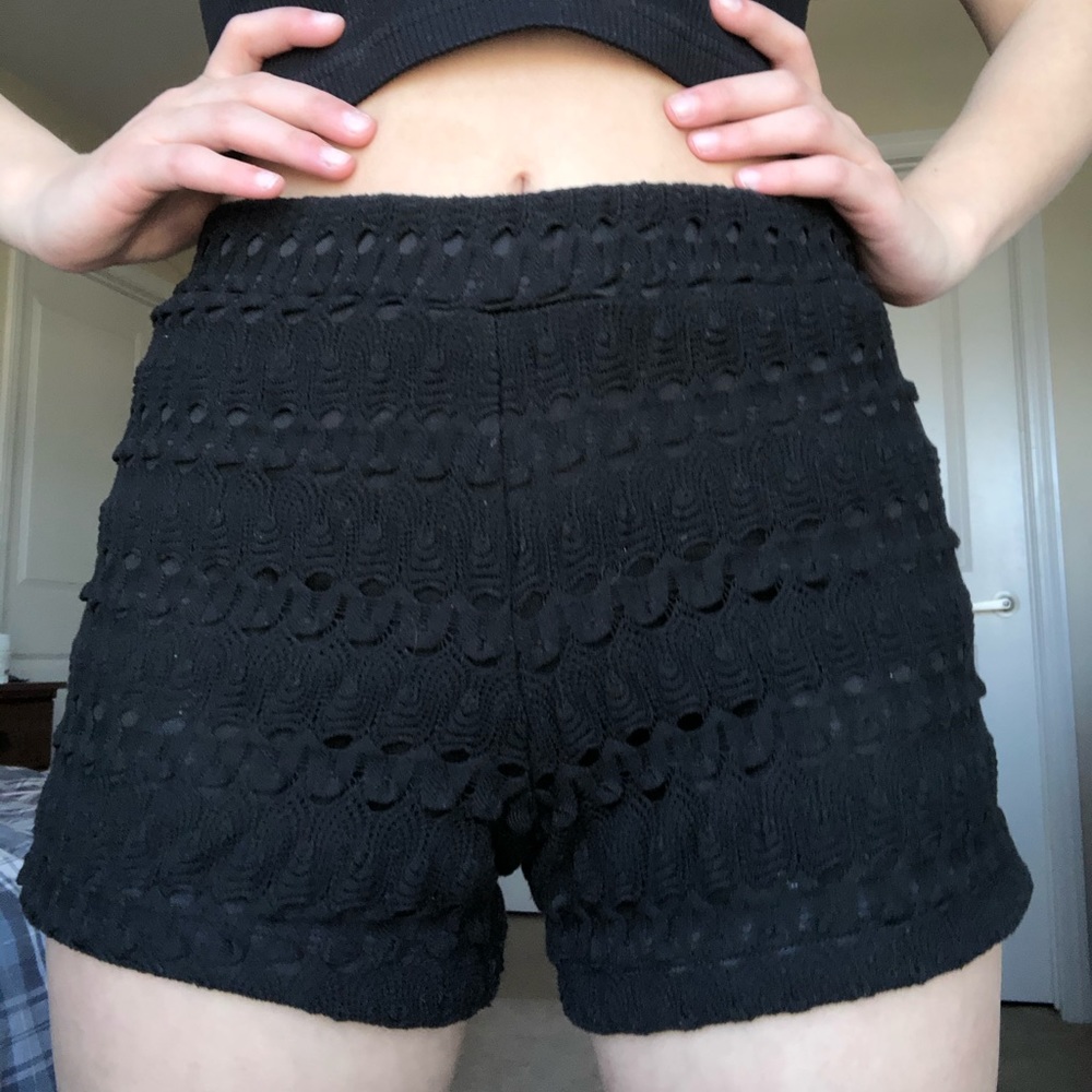 Mimi Chica Black Lace Biker High Waisted Shorts